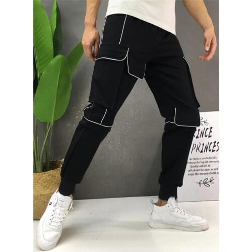 Spring Kargo Pantolon Casual Line Stitching Harem Pants Streetwear Male Trousers Men Cargo Pants New Pocket Joggers Men Hip Hop
