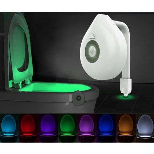 LED Toilet Seat Night Light Intelligent Motion Sensor Toilet Light 8 Color Waterproof Toilet Bathroom Backlit Toilet