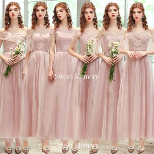 SW069 Pink Bridesmaid Dresses Bride Guests Wedding Party Dress Vestito Da Festa Di Nozze Sweet Memory