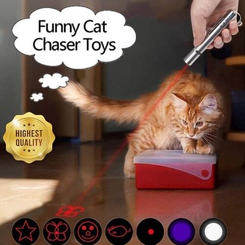 Funny Laser Pet Cat Toy Red Dot Laser Light Toy Creative Laser Sight Pointer Laser Pen Interactive Toy LED USB UV Cat Accessory