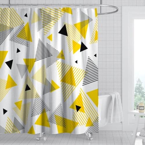 Nordic Style Art Geometry Flowers Shower Curtain Waterproof Bathroom Decoration Home Decoration