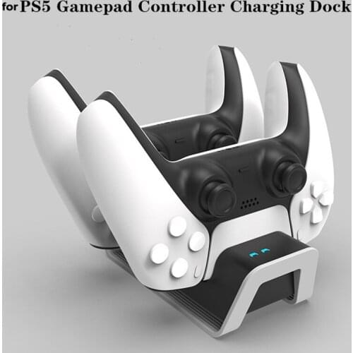 LED Dual Gamepad Charger Station Stand Fast Charging Dock Base Power Supply Type C Adapter for PS5 Wireless Game Controller