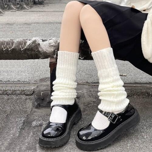 Women Lolita Socks Sweet Girls Pile Pile Socks Leg Warmers Ball Knitted Foot Cover Ladies Autumn Winter Leg Warmer Socks