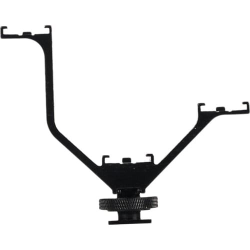 12.5cm Camera DSLR Triple Mount Hot Shoe V-shape Mount Bracket for LED Video Lights Microphones - Black Color