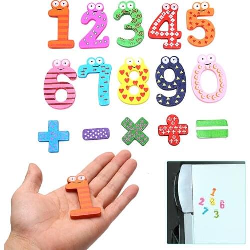 15pcs/set Wooden Fridge Magnets Sticker Number Figure Stickers For Baby Kids Mathematics Toys Home Decoration Accessories 13cm