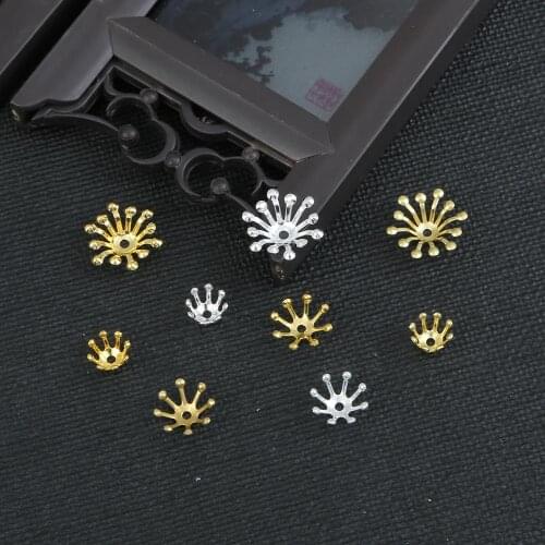20pcs Copper beads caps 4 5 7 10MM metal end caps flower base settings Silver Gold for Jewelry Making Findings Accessories