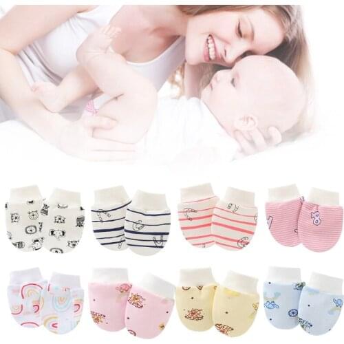 2021 New Baby Anti Scratching Soft Cotton Gloves Newborn Protection Face Scratch Mittens