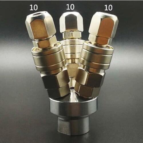 3 Ways 1/4" BSP Female C Type Air Hose Quick Coupler Socket Connector High Quality Self-locking & Male Plug Tube 10mm