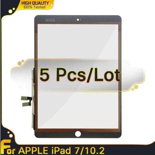 5 Pieces 5 Pcs For iPad 7 For iPad 7 10.2 7th Gen A2197 A2198 A2200 Touch Screen Digitizer Outer Glass Panel Replacement