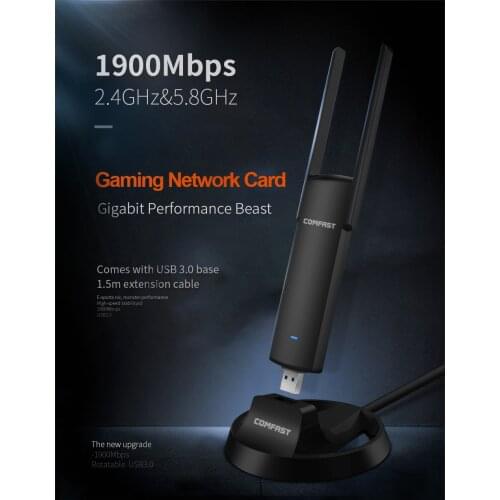 1900Mbps 5Ghz USB3.0 Wifi Adapter Dual Band RTL8814AU External Wifi Antenna Dongle Desktop/Laptop/PC LAN Adapter External cable