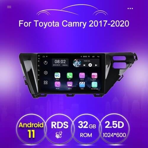2GB RAM 32GB ROM Car GPS Radio Video player For Toyota Camry 8 XV 70 2017 2018 2019 2020 Android 11 BT WIFI Navigation TV