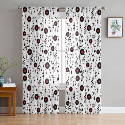 White Rock Music Modern Curtains For Living Room Transparent Tulle Curtains Window Sheer For The Bedroom Accessories Decor
