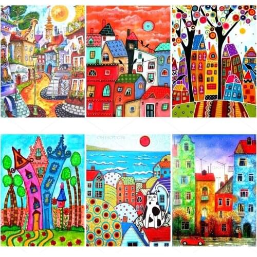 Diy Paint Modern Building 5D Diamond Painting Full Round Square Rhinestone Mosaic Embroidery Cross Stitch Wall Art Home Gift