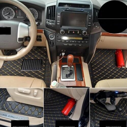 Leather car floor mats for toyota land cruiser 2009 2010 2011 2012 2013 2014 2015 2016 2017 2018 lc200 carpet foot 200