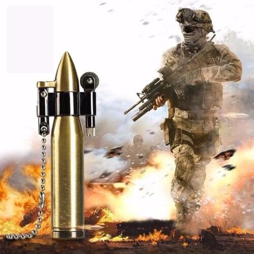 Creativity convenient Keychain Lighter Metal Bullet Flint Grinding Wheel Oil Lighter New Retro Cigar Cigarette Lighter Gadget
