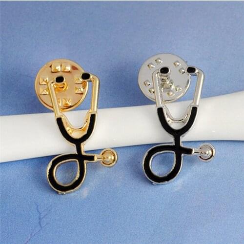 Tiny Metal Stethoscope Brooch Pins For Doctors Nurse Student Jacket Coat Shirt Collar Lapel Pin Button Badge Medical Jewelery