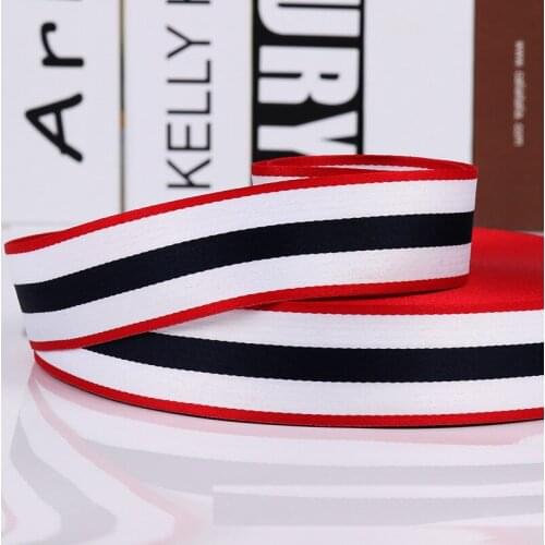 50Y Dark Blue White Red Width 10-40 Mm Printing Stripe Ribbons for DIY Decorative Arts and Crafts Hair Bow Sewing Accessories