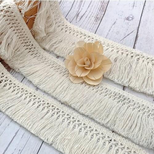 2 Meters Best Price Cotton Fringe Lace Trim Sewing Material Accessories Hot Sale Beige Black Design Lace Fabric Ribbon