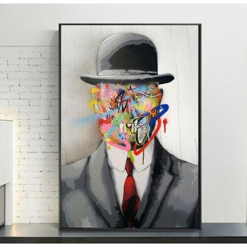 MAGRITTE Graffiti Art Canvas Paintings on the Wall Art Posters and Prints Abstract Street Art Wall Pictures Home Decoration