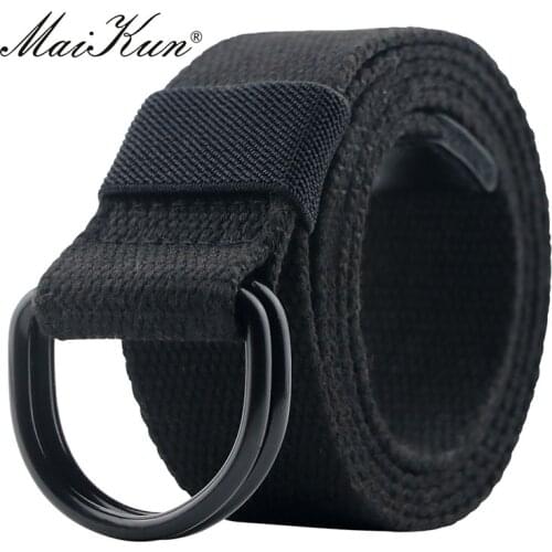 Maikun Tactical Canvas Men Belt High Quality Unisex Double Ring Buckle Waistband Casual Canvas Female Belt Fabric For Jeans