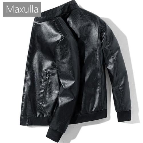 Maxulla Autumn Mens PU Jackets Casual Warm Motorcycle Leather Jacket Male Slim Fit Streetwear Biker Leather Coats Mens Clothing