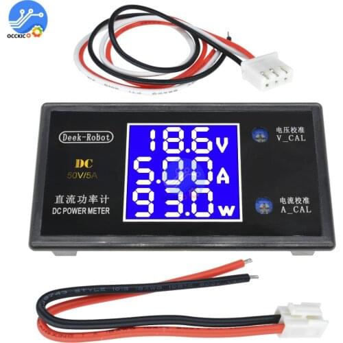 Multifunction LCD Digital DC Power Meter Voltmeter Ammeter Wattmeter Current Power Voltage meter Measurement 0-50V 0-5A 0-250W