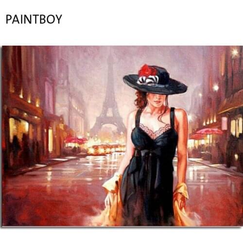 Fashion Lady Painting Framed Pictures DIY Painting By Numbers Coloring By Numbers On Canvas Home Decor For Living Room GX8943