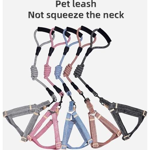 Fashion Adjustable Dog Harness Leash Set Pet Walking Training Leash Lead For Small Medium Dogs Chihuahua Cats French Bulldog