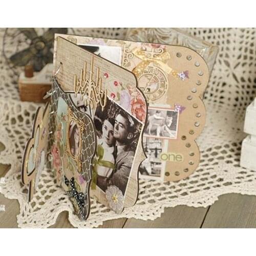 New DIY Scrapbooking Photo Album Love Lace Album Kit Wooden Frames 5 Inches Heart DIY Album Family Smile Butterfly Photo Albun
