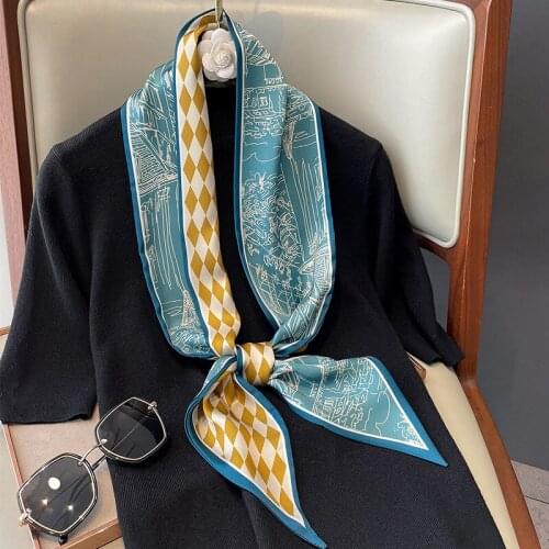 New fashion literary of small fresh and narrow long printing head scarf decorative scarf headband tie wrist strap bag belt