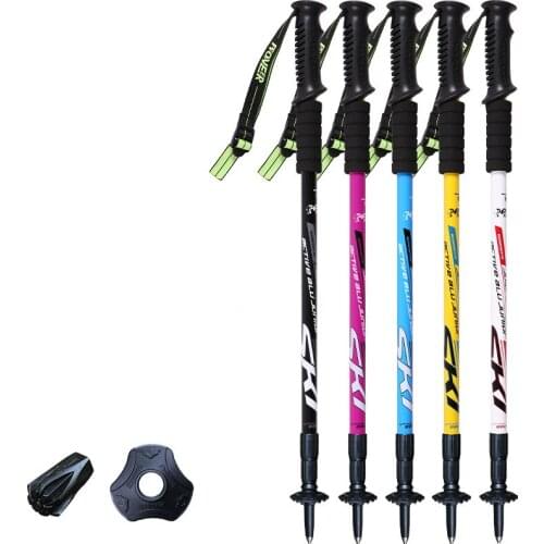 100Pcs/Lot Trekking Ski Pole Walking Stick Adjustable Hiking Alpenstock Shock Aluminum Climbing Skiing Camping Telescopic Cane