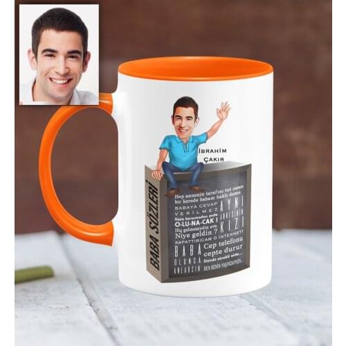 Personalized Fathers Day Themed Caricature Of Orange Mug cup 32-376