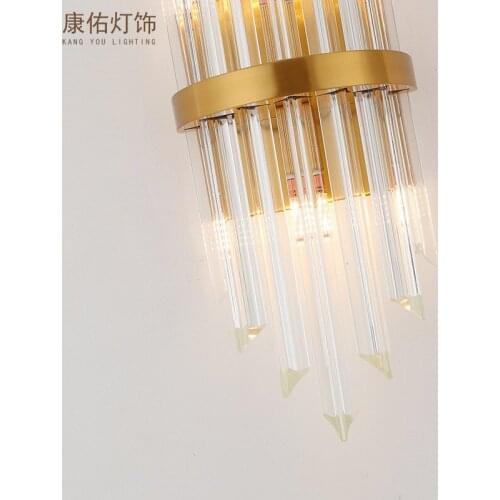 Postmodern crystal wall lamp gold wall sconce lights AC110V 220V fashion luxury lustre living room bedroom light fixtures