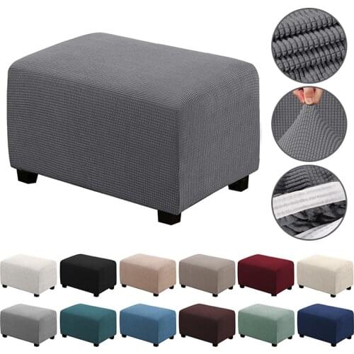 Ottoman Slipcovers Rectangle Footrest Sofa Stretch Jacquard Slipcovers Larger Size Solid Bedroom Ottoman Protect Cover
