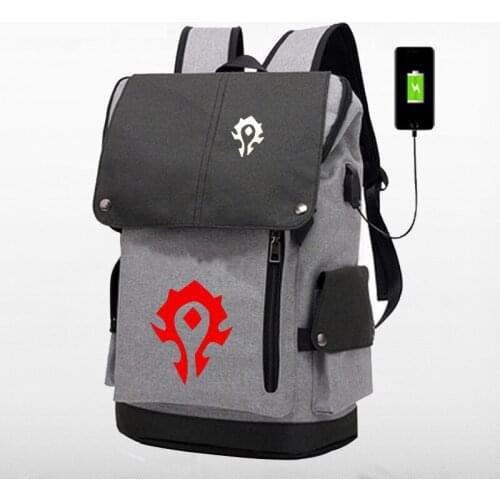 Anime War Of World Game USB Port Backpack Bag Zipper Messenger School Students Book Large Capacity Travel Bag