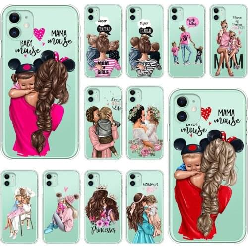 Baby Mom Girl Silicone Phone Case for Apple iPhone 12 Mini 11 Pro XS Max X XR 6 6S 7 8 Plus 5 5S SE 2020 luxury Soft Cover