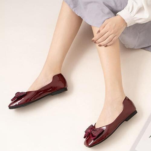 2021 New Korean Fashion Mesh Squeins Bow Square Shallow Large Size Flats Shoes 41 42