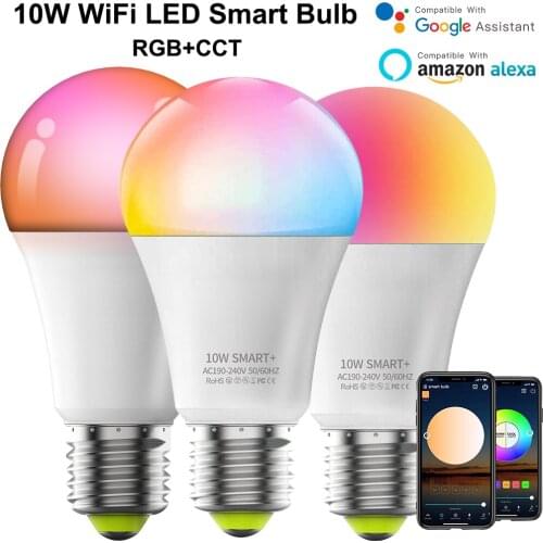 Smart Light Bulb 10W Alexa Light Bulb Dimmable RGBCW Color 220V Works with Alexa Google Home IFTT 16 Million Color Voice Control