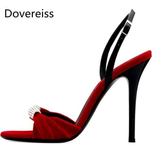 Dovereiss Fashion Womens Shoes summer new sexy consice Elegant Narrow band Buckle Narrow band red Party shoes Sandals 34-46