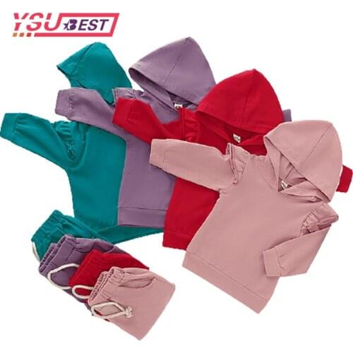 0-4Yrs Newborn Infant Baby Girls Ruffle Hoodie Tops Pant 2Pcs Outfits Clothes Set Long Sleeve Fall Autumn Sportswear Clothing
