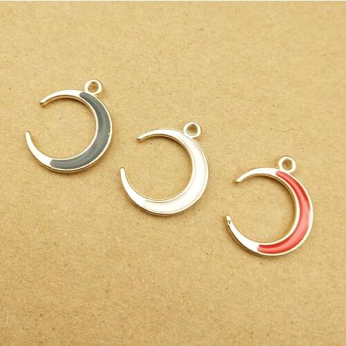 10pcs 16x20mm enamel moon charm for jewelry making fashion earring pendant necklace bracelet charms