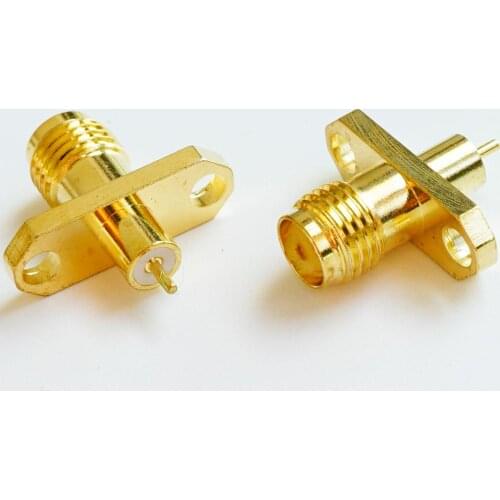 1X New RF Connector SMA Female Rhombic plug With 2 Hole Flange Chassis Panel Mount deck Solder Copper Body Brass GOLD Plated