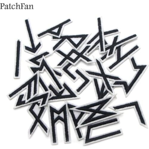 Patchfan Viking runes 24pcs Embroidered Iron on Patches para Clothing Clothes Appliques cosplay bag shoes badges Stickers A0947
