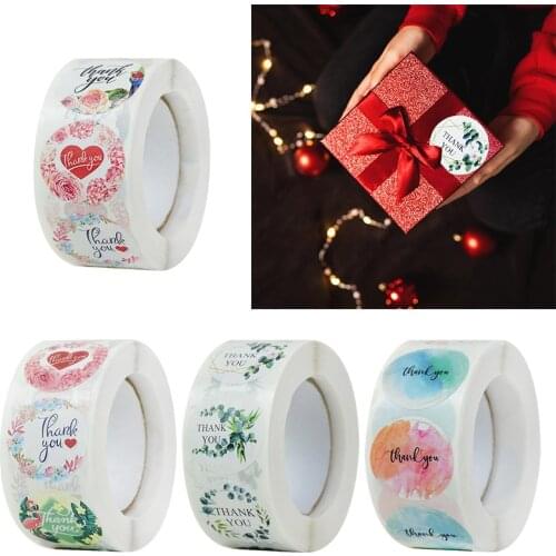 500pcs/roll Thank You Sticker Round Gift Sealing Labels Kraft Paper Candy Gift Box Bag Label Wedding Birthday Festival Party Tag