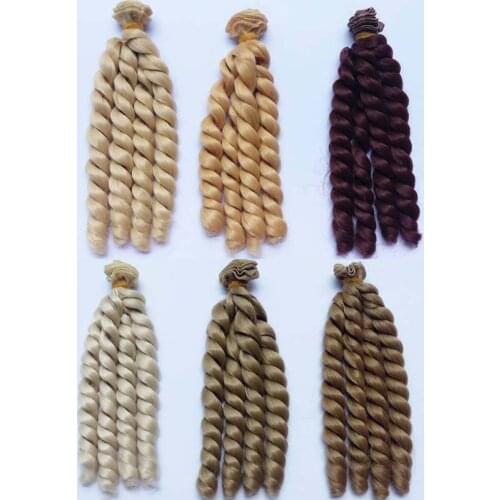 6PCS/LOT New Curly BJD Wig Hair Brown Blond Natural Color DIY Hair Doll Wigs For Dolls