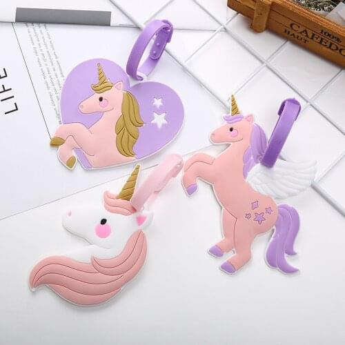 Unicorn Luggage Tag Animal Cartoon Silicone Luggage Tag Portable Label Silicone Tag Recognizer Baggage Boarding Tag