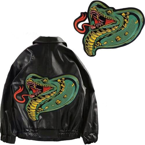 Large Snake Punk Rock Band Patches Iron on Biker Embroidery Patches for Jacket Badge