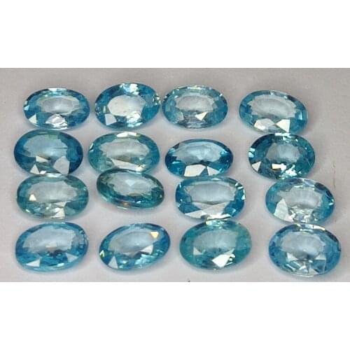 9.64ct Blue Zircon oval cut 6x4mm 16pc