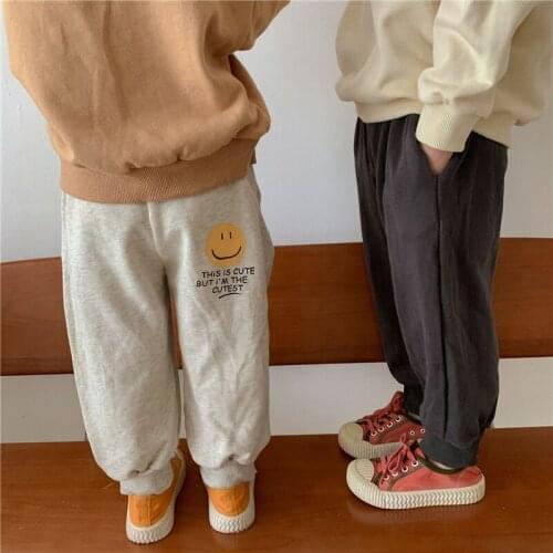 Children casual sports pants spring autumn back cartoon printing boys and girls loose trousers unisex cotton sweatpants