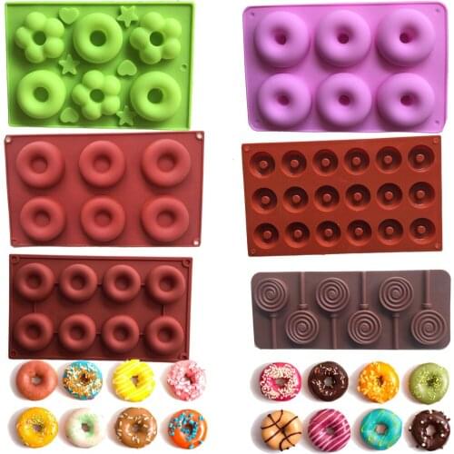6/8/18 Cavity Flower Round Silicone Doughnut Chocolate Mold Silicone Donut Pan mold Maker Cake Maker mould Desserts baking tools